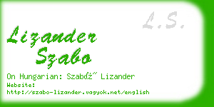 lizander szabo business card